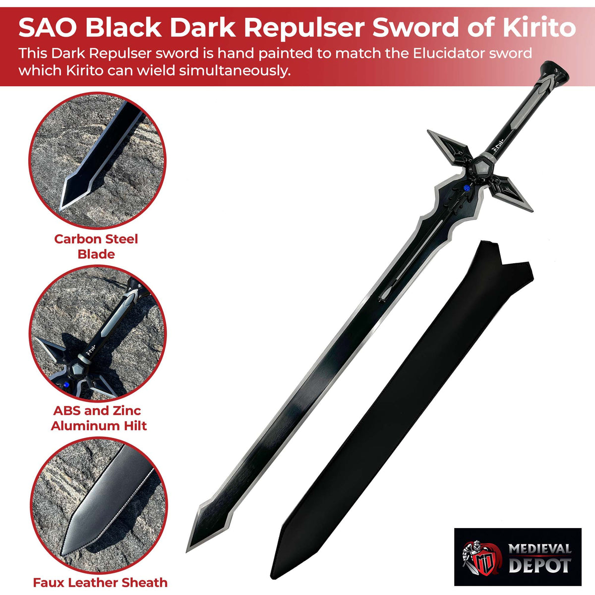 SAO Black Dark Repulser Sword of Kirito swords - Tophatter Daily Deals