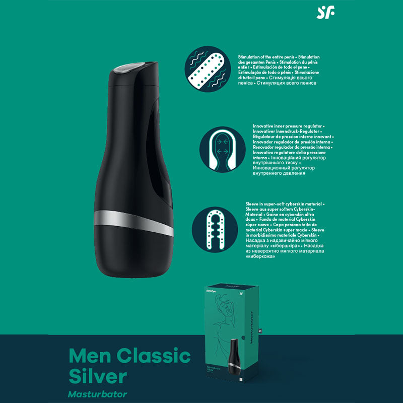 Satisfyer Men Classic (Silver) – Premium Male Masturbator > Sex Toys For Men > Masturbators > Vibrating - Tophatter Daily Deals