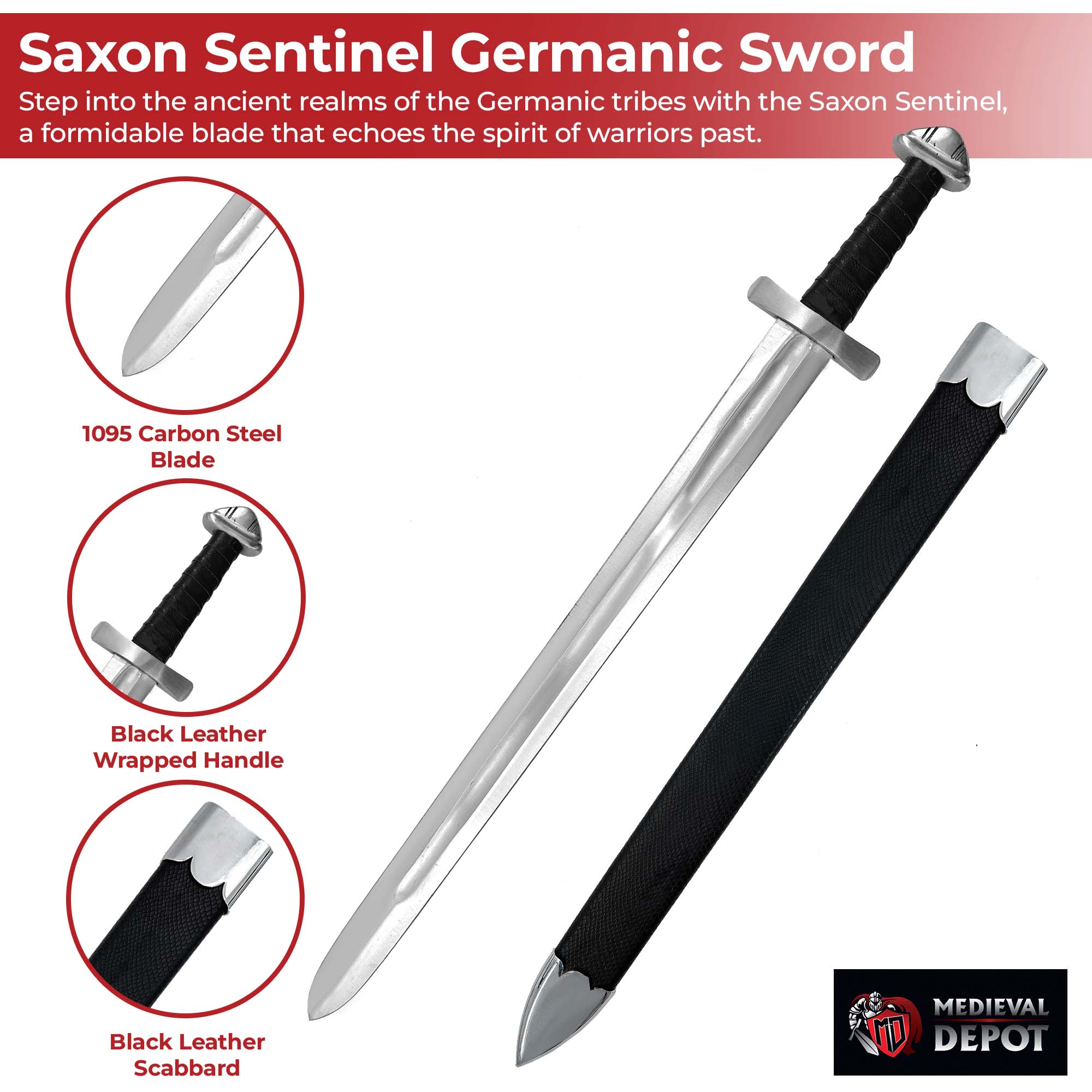 Saxon Sentinel Germanic Inspired Sword Swords - Tophatter Daily Deals