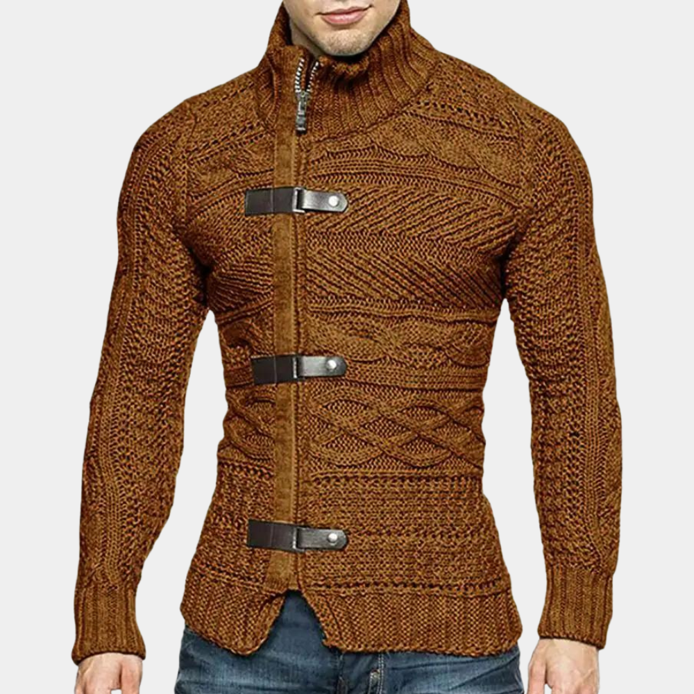 Warm Men’s Turtleneck Sweater - Shawl Collar, Merino Brown - Tophatter Daily Deals