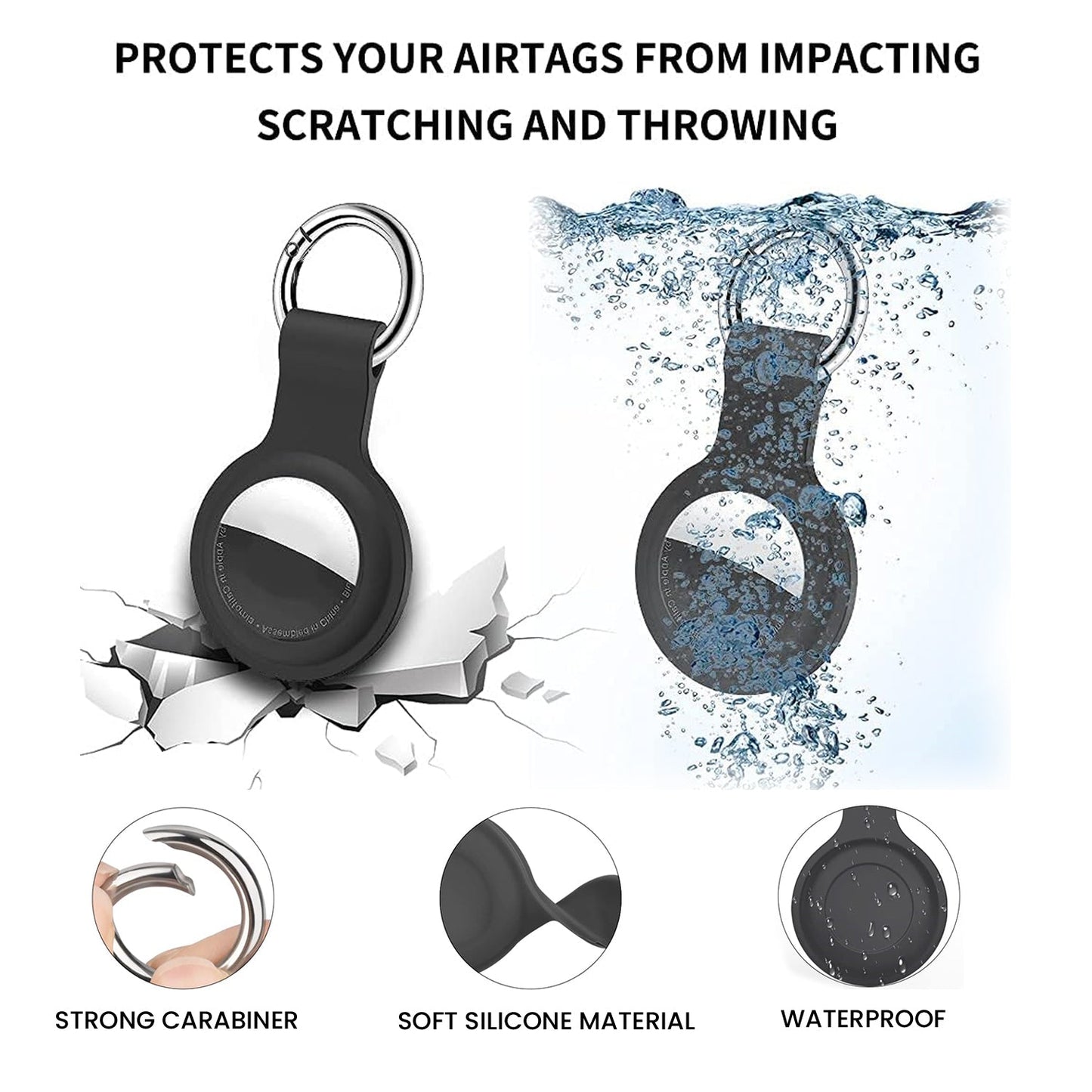 6-Pack: Protective Leather Airtag Holder Tracker Cover with Loop Key Ring Apple AirTag Case - Tophatter Daily Deals
