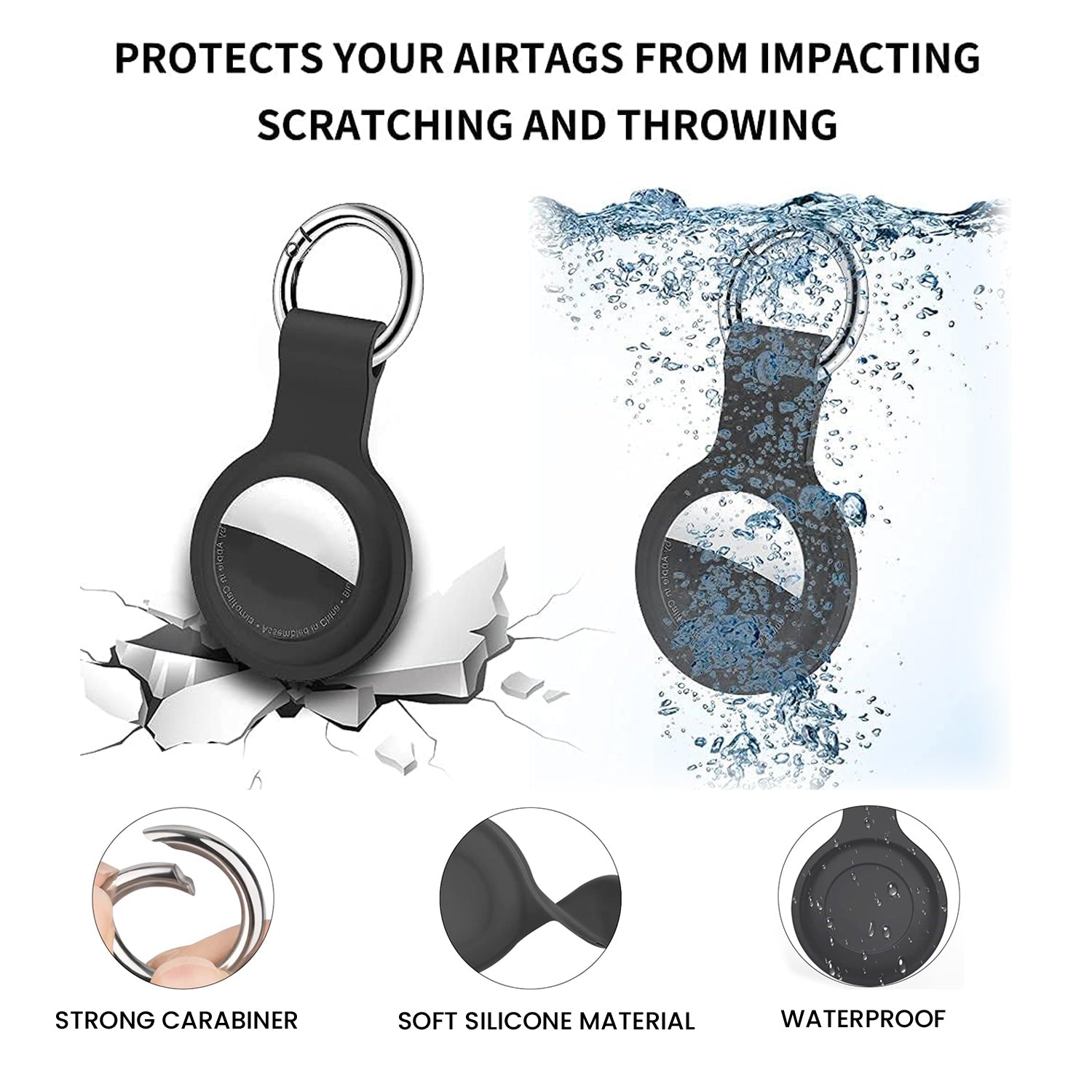 6-Pack: Protective Leather Airtag Holder Tracker Cover with Loop Key Ring Apple AirTag Case - Tophatter Daily Deals