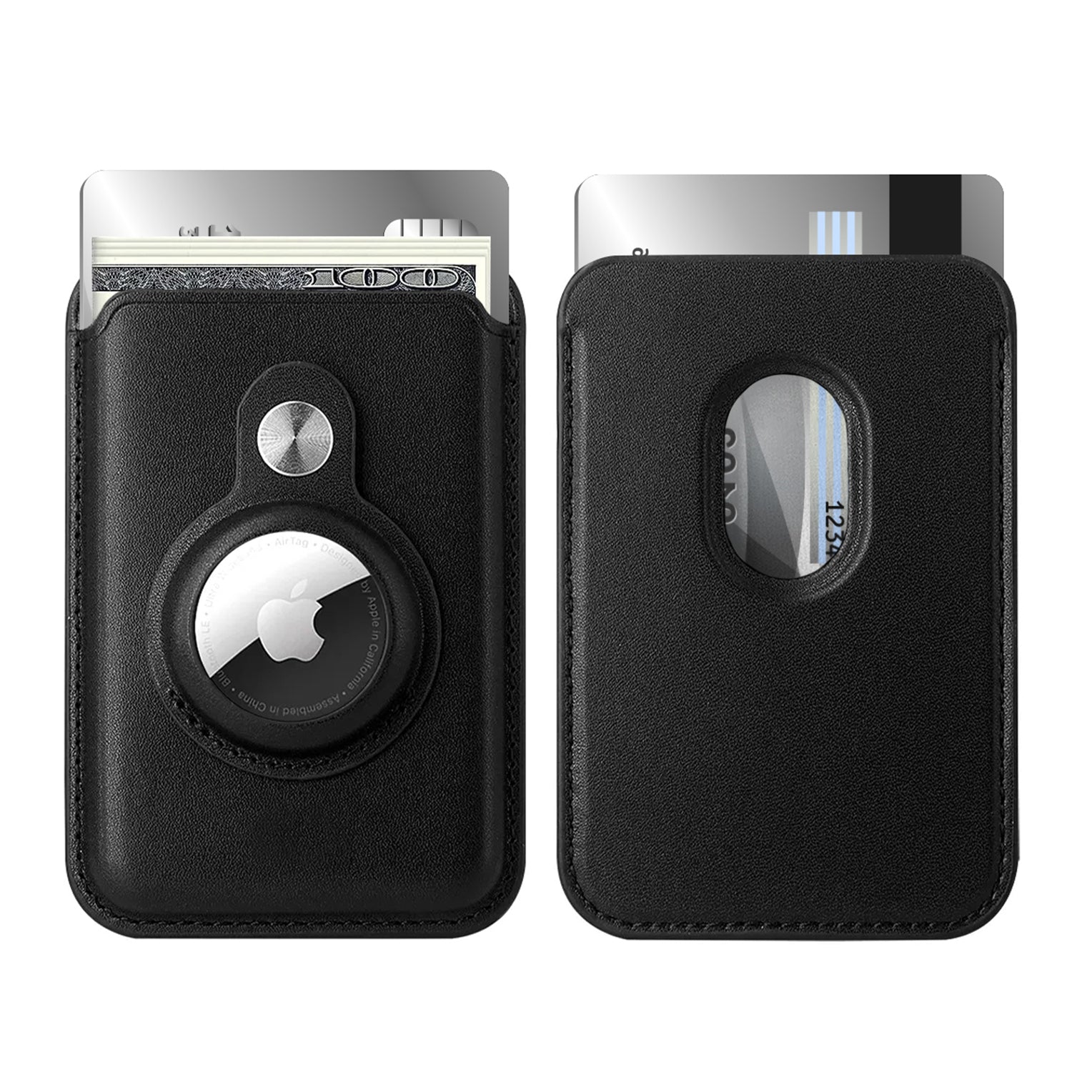 RFID Blocking Snap-On MagSafe Magnetic Card Wallet Holder Organizer With Built-In AirTag Pocket Black Phone Holder - Tophatter Daily Deals