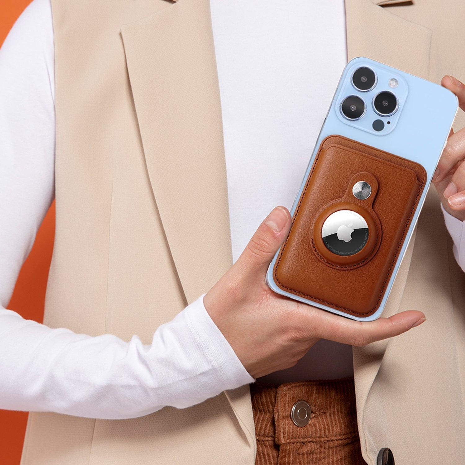 RFID Blocking Snap-On MagSafe Magnetic Card Wallet Holder Organizer With Built-In AirTag Pocket Phone Holder - Tophatter Daily Deals