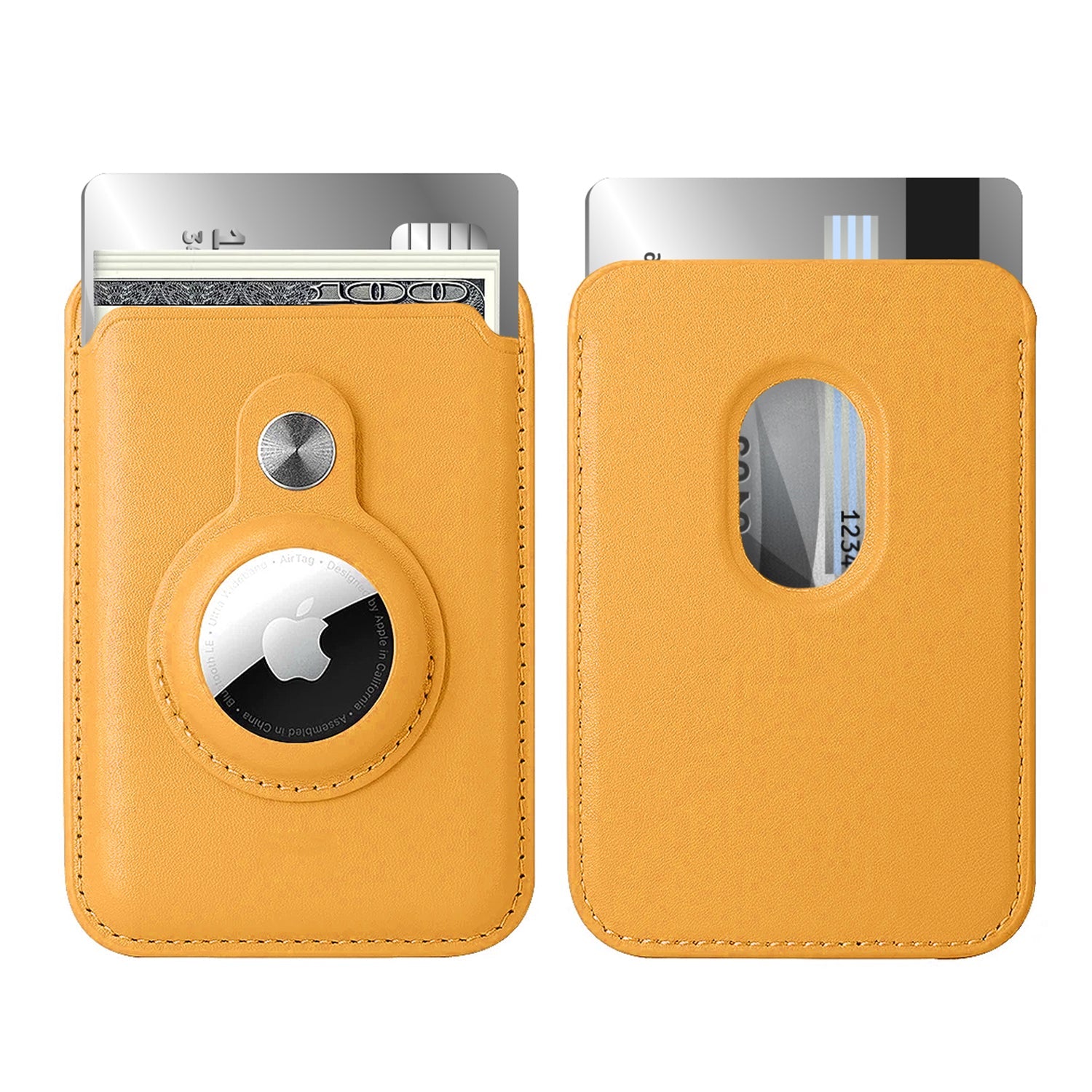 RFID Blocking Snap-On MagSafe Magnetic Card Wallet Holder Organizer With Built-In AirTag Pocket Yellow Phone Holder - Tophatter Daily Deals
