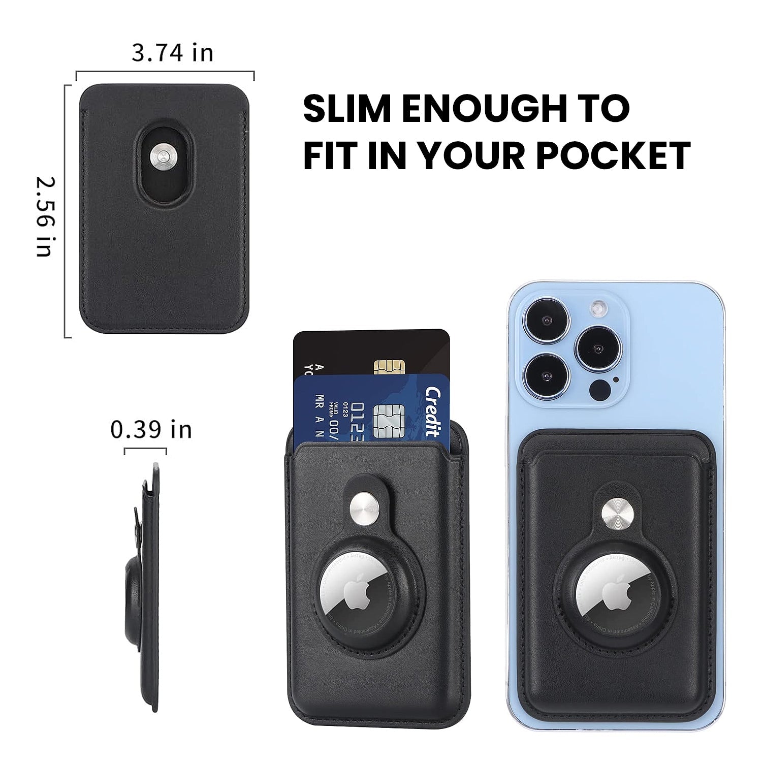 RFID Blocking Snap-On MagSafe Magnetic Card Wallet Holder Organizer With Built-In AirTag Pocket Phone Holder - Tophatter Daily Deals