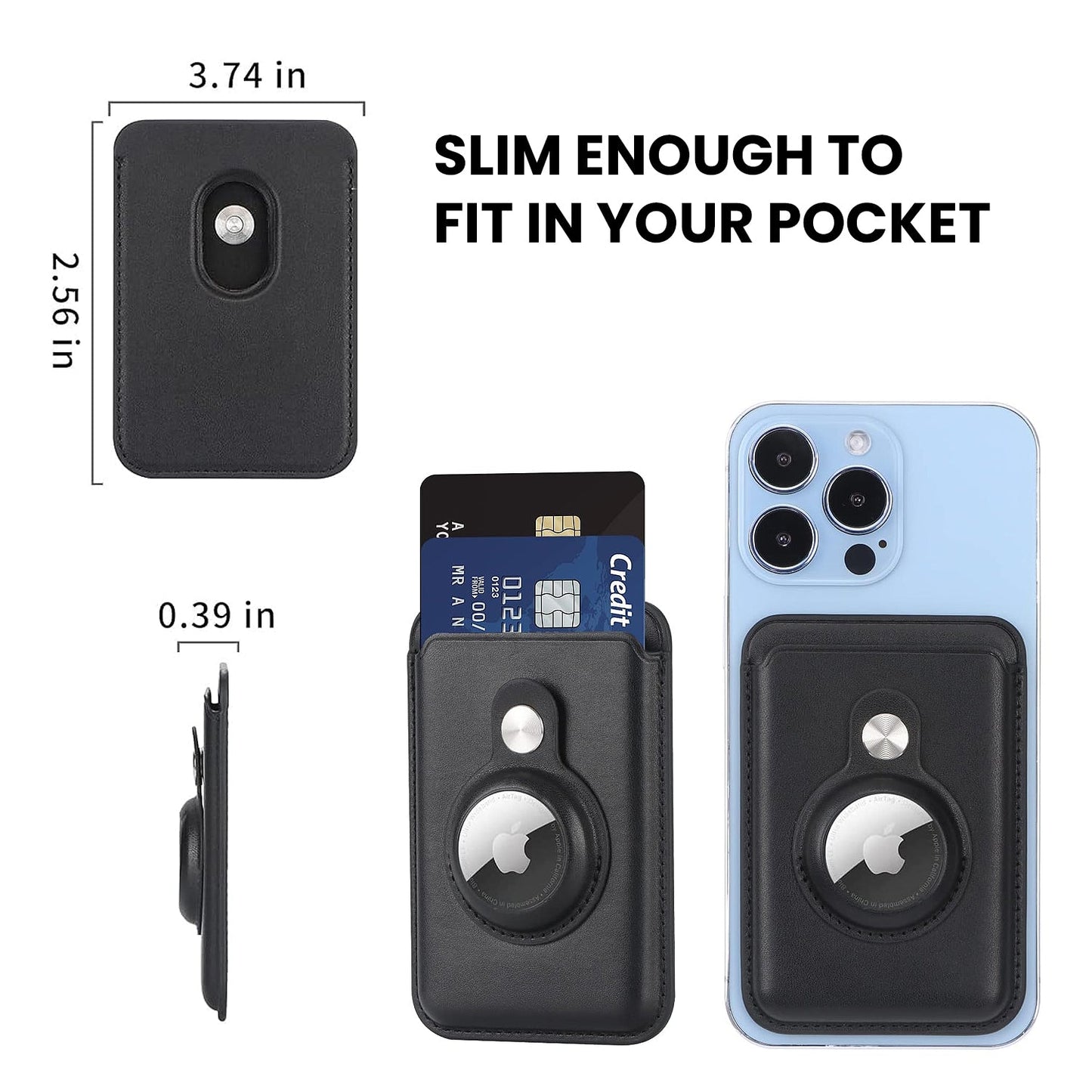 RFID Blocking Snap-On MagSafe Magnetic Card Wallet Holder Organizer With Built-In AirTag Pocket Phone Holder - Tophatter Daily Deals