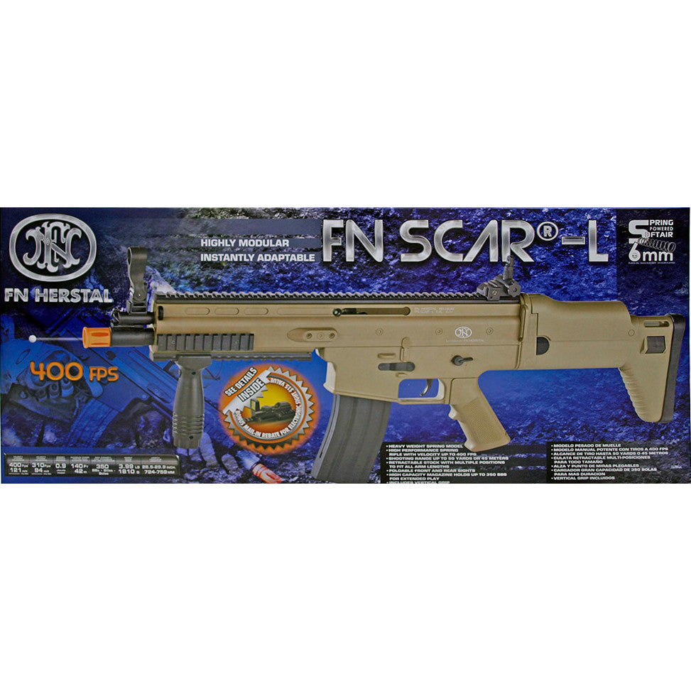 FN Herstal Officially Licensed SCAR-L Airsoft Gun Spring Powered Rifle with Rail System Airsoft-SpringRifle - Tophatter Daily Deals