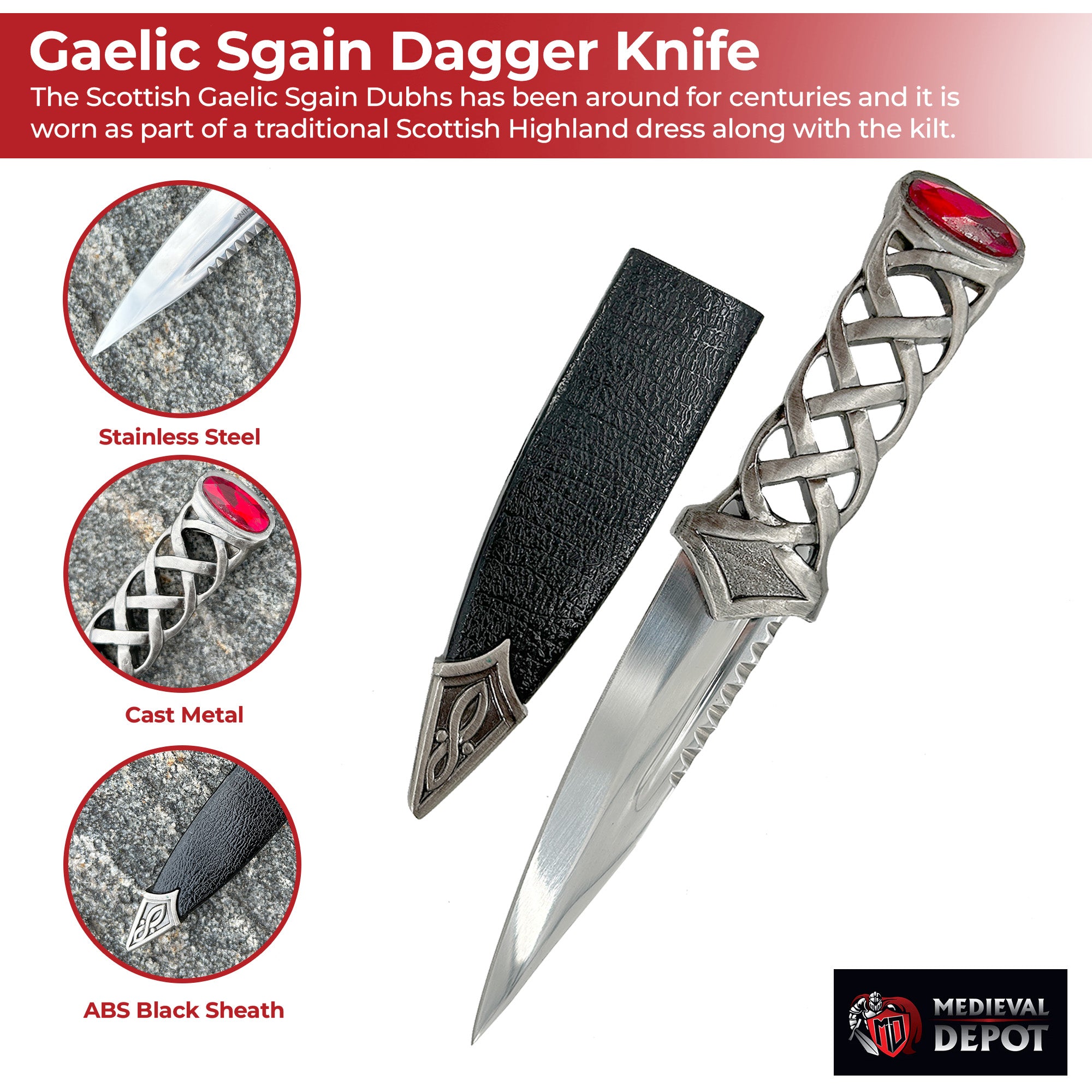 Scottish Gaelic Sgain Dubhs Celtic Dagger Knife knives - Tophatter Daily Deals