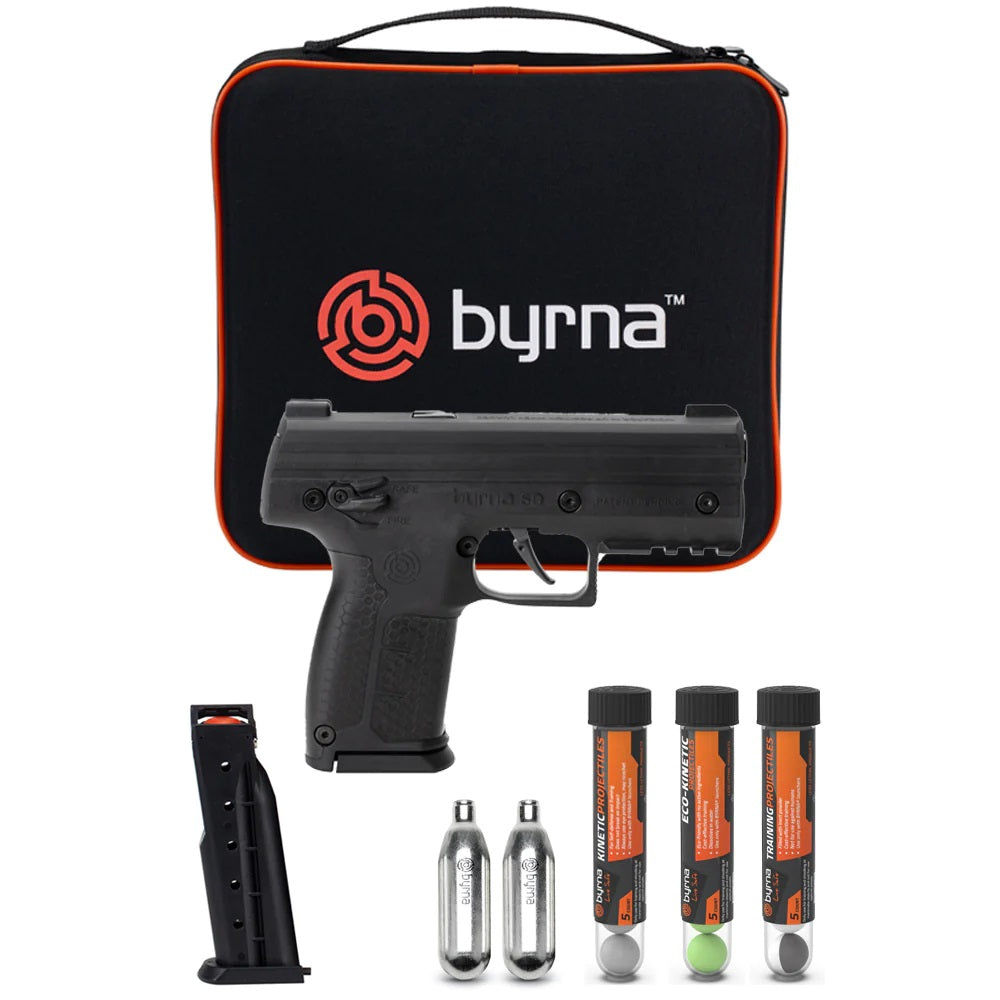 Byrna® SD Kinetic Non-Lethal CA Legal Projectile Gun Bundle Black - Tophatter Daily Deals