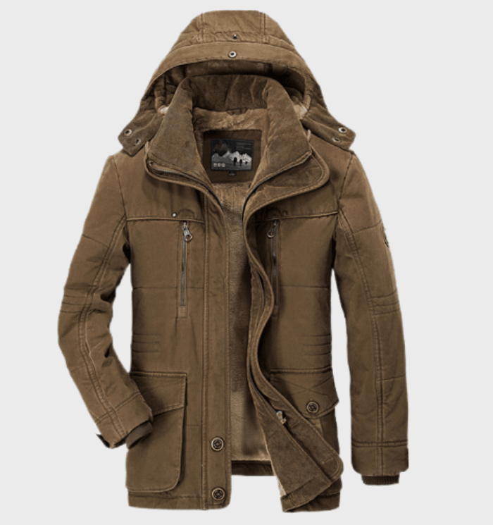 Waterproof Cozy Men's Winter Jacket - Hip Fleece Lined Dark Brown - Tophatter Daily Deals
