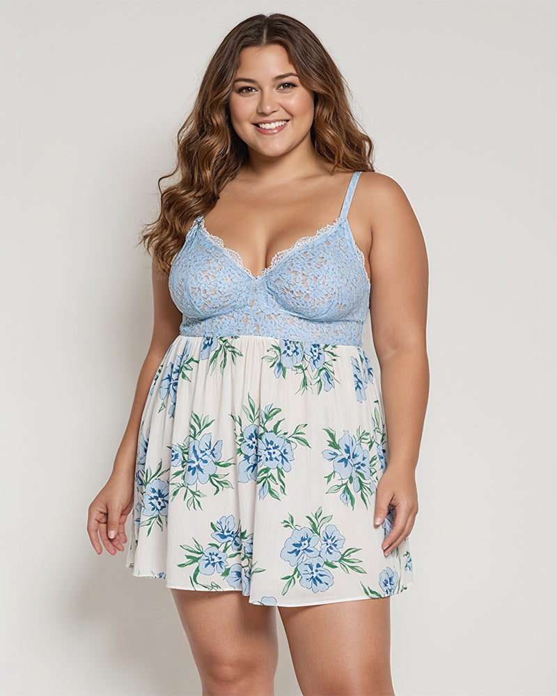 Plus Size Floral Comfy Lace Babydolls Red Avidlove-Plus Size-Babydolls - Tophatter Daily Deals