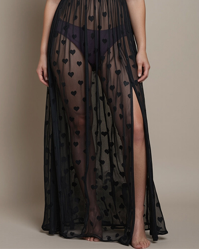 Plus Size Heart Sheer Lace Long Dress Avidlove-Plus Size-Nightgown - Tophatter Daily Deals