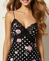 Lace Floral Black Dots Sleep Dress Avidlove-Dresses - Tophatter Daily Deals