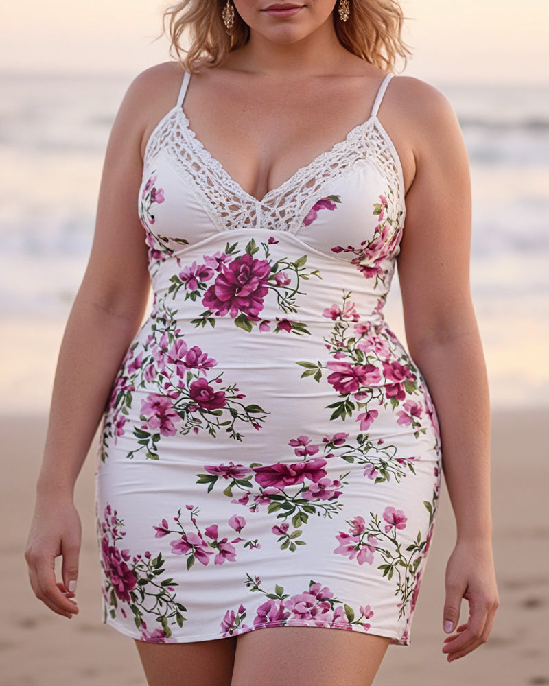 Plus Size Lace Patchwork Floral Chemises Avidlove-Plus Size-Chemises - Tophatter Daily Deals