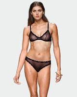 Sheer Tulle Demi Bra Panty Set Black Avidlove-Bra Sets - Tophatter Daily Deals