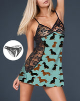 Dachshund Lace Graffiti Mini Dress Avidlove-Dresses - Tophatter Daily Deals