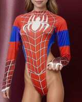 Spider Long Sleeve Bodysuit Red Avidlove-Bodysuits - Tophatter Daily Deals