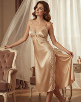 100% Mulberry Silk High Slit Nightgown Avidlove-Dresses - Tophatter Daily Deals