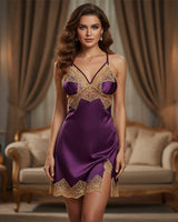 100% Mulberry Silk Backless Mini Dress Purple Avidlove-Dresses - Tophatter Daily Deals