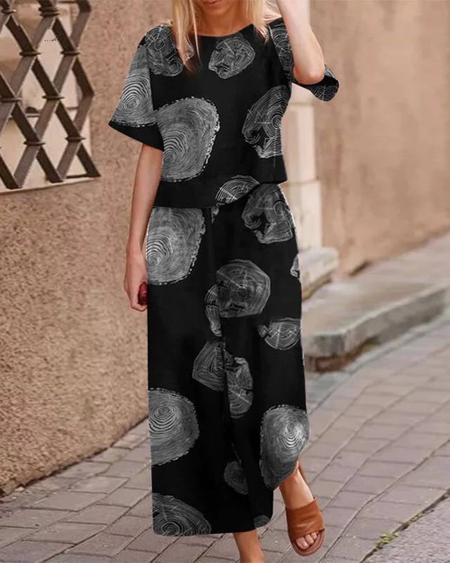 Loose Fit Two Piece Sets Black Print 2XL(14) Two Pieces Sets - Tophatter Daily Deals