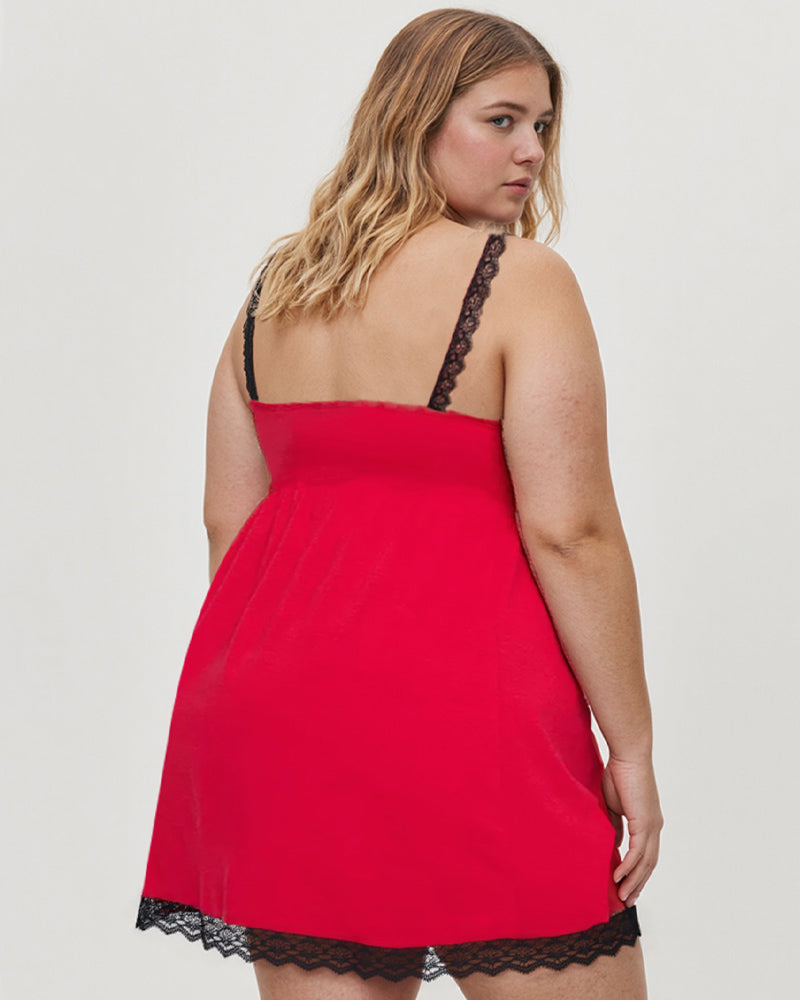 Plus Size Comfy Lace-Trim Chemise Avidlove-Plus Size-Babydolls - Tophatter Daily Deals