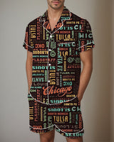 Men Retro Graffiti Cartoon Pattern Satin Pajama Set PAT4 Avidlove-Nightgown - Tophatter Daily Deals