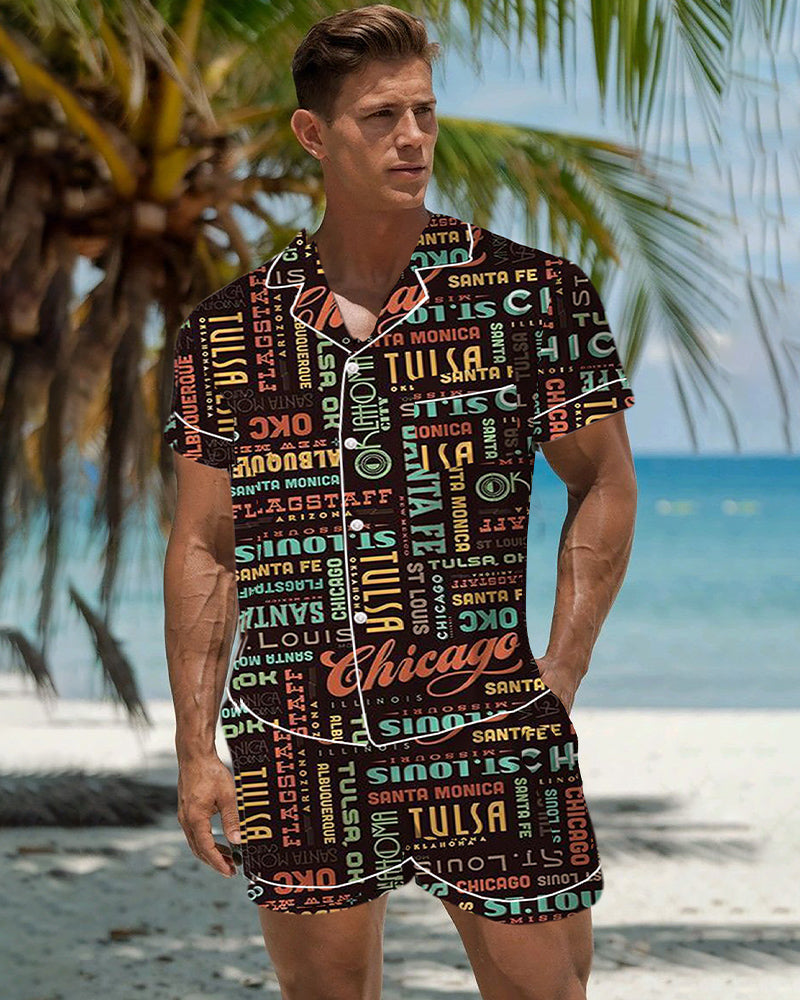 Men Route 66 Pattern Satin Pajama Set Avidlove-Nightgown - Tophatter Daily Deals