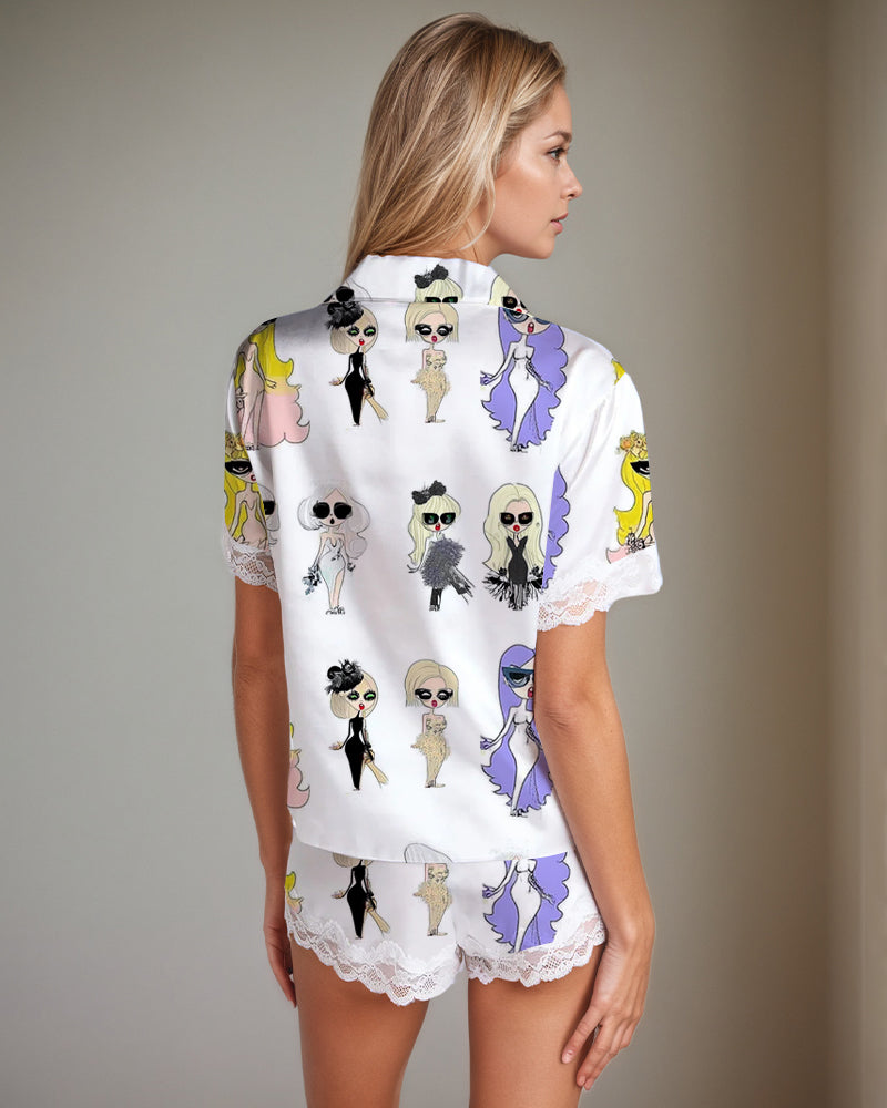 Women Black Cow Print Satin Pajama Set Avidlove-Nightgown - Tophatter Daily Deals