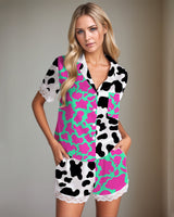 Women Retro Graffiti Cartoon Pattern Satin Pajama Set Avidlove-Nightgown - Tophatter Daily Deals