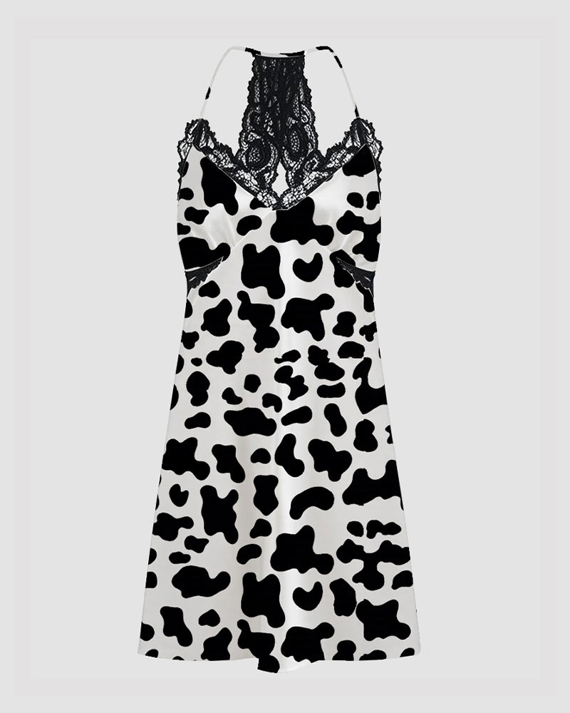 Women Retro Graffiti Cartoon Pattern Satin Suspender Pajamas Avidlove-Nightgown - Tophatter Daily Deals