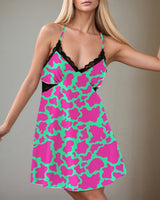 Women Retro Graffiti Cartoon Pattern Satin Suspender Pajamas PAT4 Avidlove-Nightgown - Tophatter Daily Deals