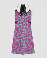 Women Pink Cow Print Satin Suspender Pajamas Avidlove-Nightgown - Tophatter Daily Deals