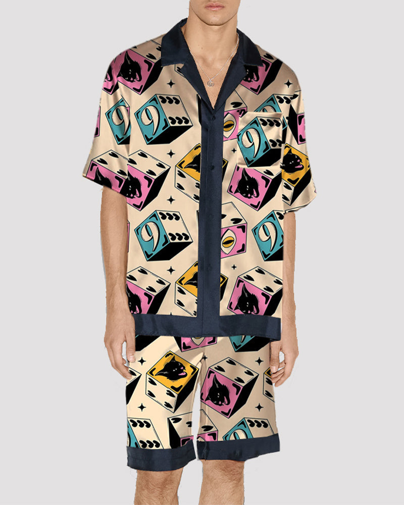 Men Colorful Swirl Pattern Satin Pajama Set PAT1 Avidlove-Nightgown - Tophatter Daily Deals