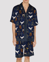 Men Protect The Park Text Pattern Satin Pajama Set PAT8 Avidlove-Nightgown - Tophatter Daily Deals