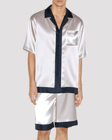 Men Protect The Park Text Pattern Satin Pajama Set White Avidlove-Nightgown - Tophatter Daily Deals