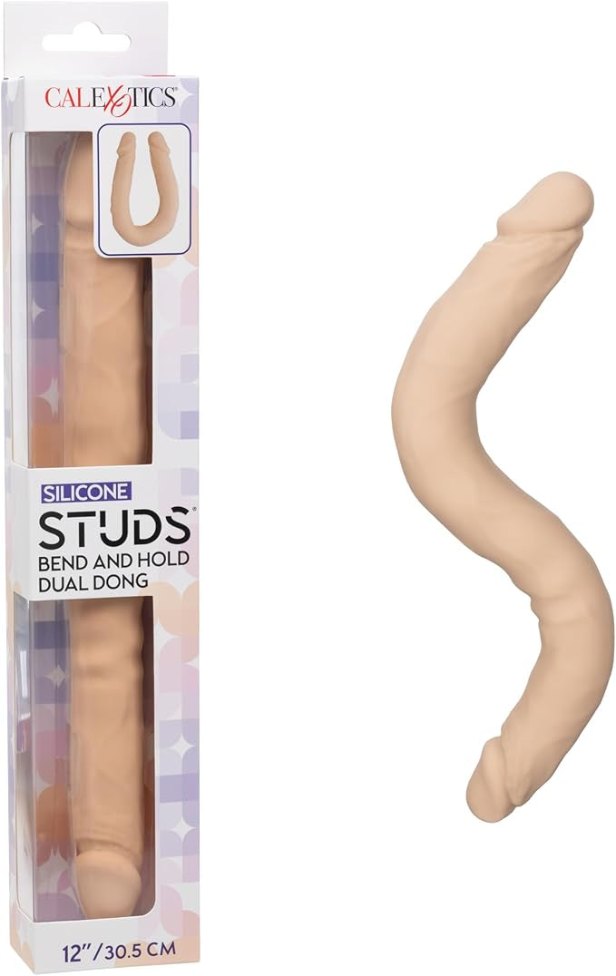 Silicone Studs Bend and Hold Dual Dong (Ivory) – 12 Inch Silicone Dildo > Dildos > Double Dildos - Tophatter Daily Deals