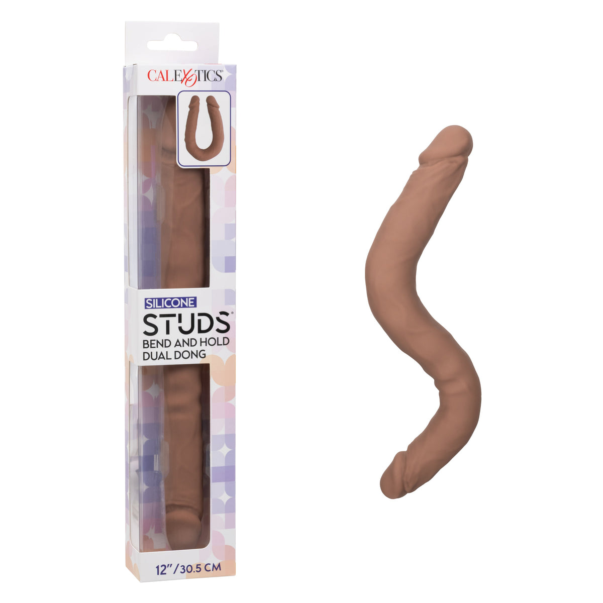 Silicone Studs Bend and Hold Dual Dong (Brown) – 12 Inch Silicone Double-Ended Dildo > Dildos > Double Dildos - Tophatter Daily Deals