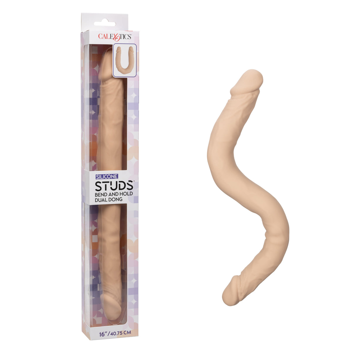 Silicone Studs Bend and Hold Dual Dong (Ivory) – 16 Inch Silicone Dong > Dildos > Double Dildos - Tophatter Daily Deals