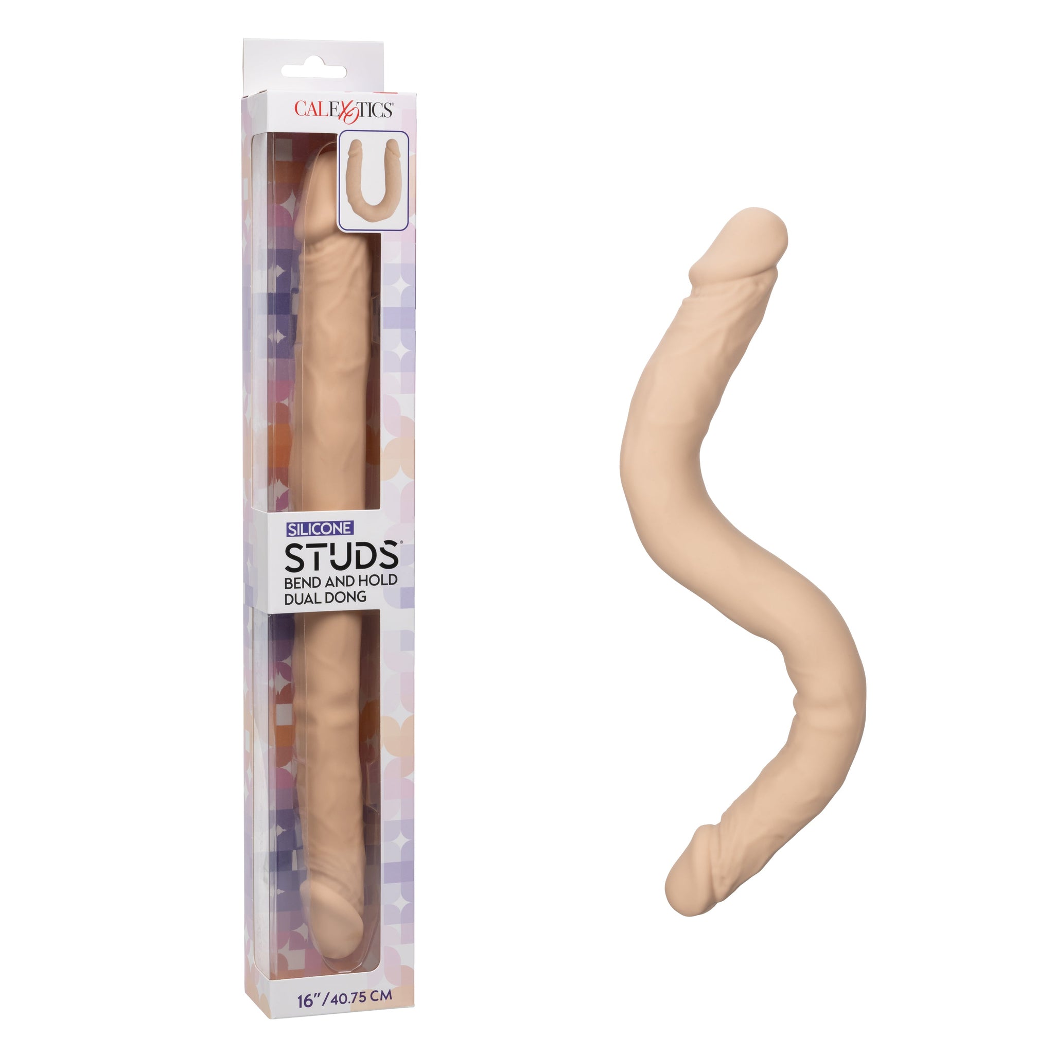 Silicone Studs Bend and Hold Dual Dong (Ivory) – 16 Inch Silicone Dong > Dildos > Double Dildos - Tophatter Daily Deals