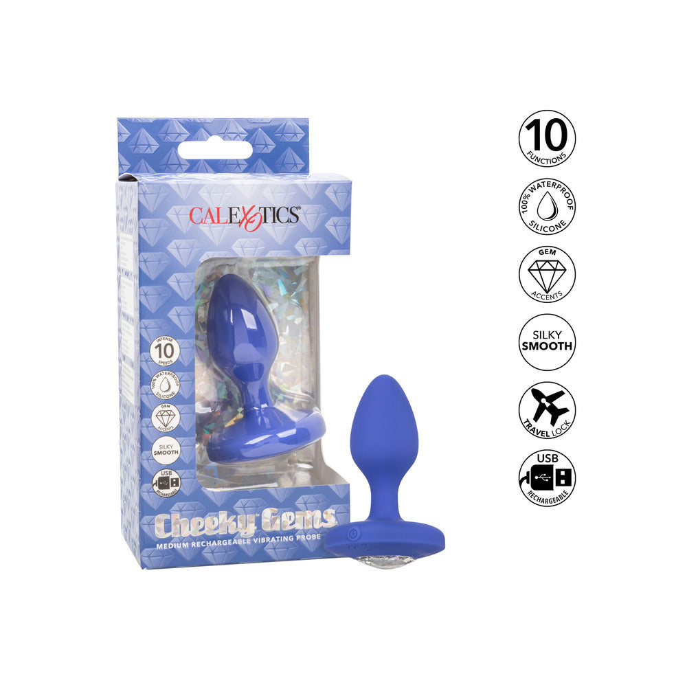 Cheeky Gems Medium Rechargeable Vibrating Probe – Flexible Silicone Vibrator > Anal Range > Jewel Butt Plugs - Tophatter Daily Deals