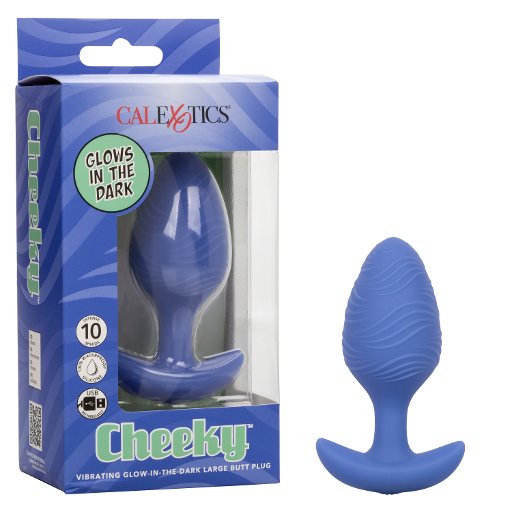Cheeky™ Vibrating Glow-In-The-Dark Large Blue Silicone Butt Plug with 10 Speeds and Battery > Anal Range > Vibrating Butt Plugs - Tophatter Daily Deals