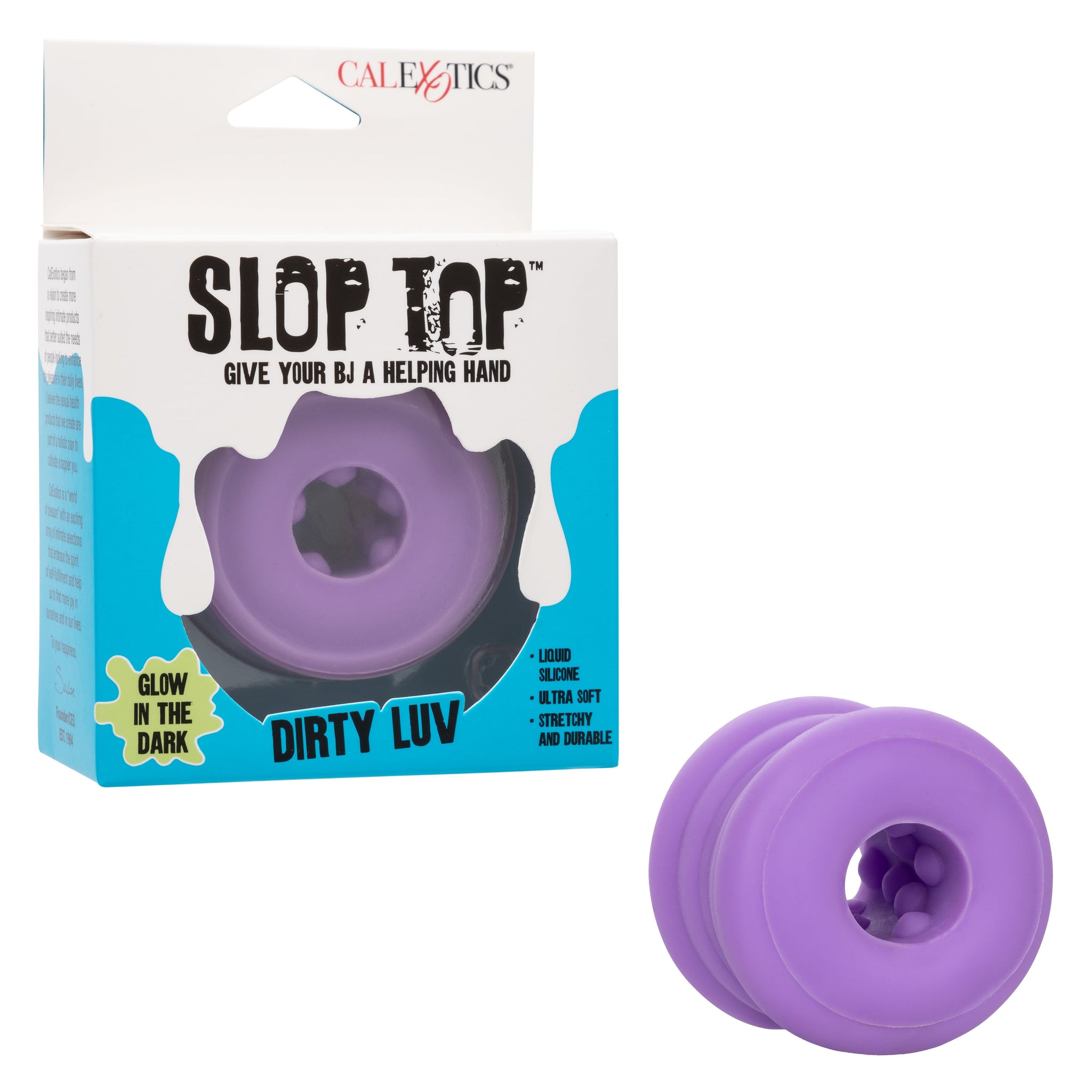 Slop Top Dirty Luv Glow in the Dark Purple Liquid Silicone Nubby Textured Stroker > Sex Toys For Men > Masturbators Cup - Tophatter Daily Deals