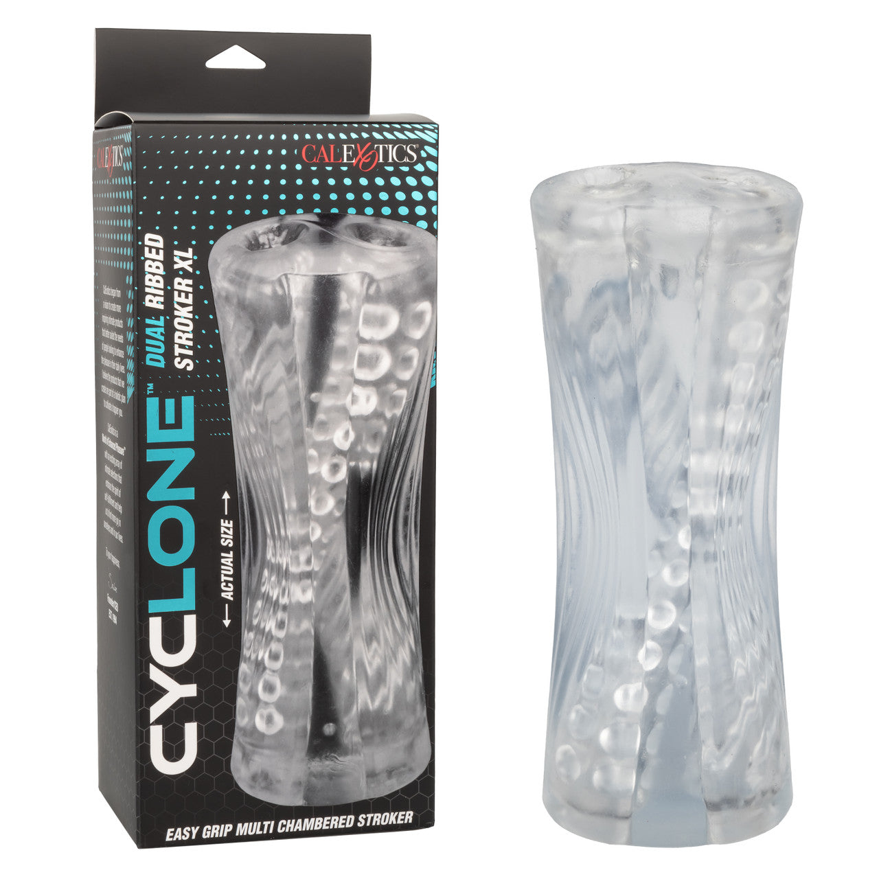 Cyclone Dual Ribbed Stroker XL Transparent Easy Grip Multi-Chambered Stroker > Sex Toys For Men > Masturbators > Manual - Tophatter Daily Deals