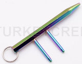 Steel Kubotan Self Defense Keychain with Prongs/Spikes - Rainbow SD-KeyChain - Tophatter Daily Deals