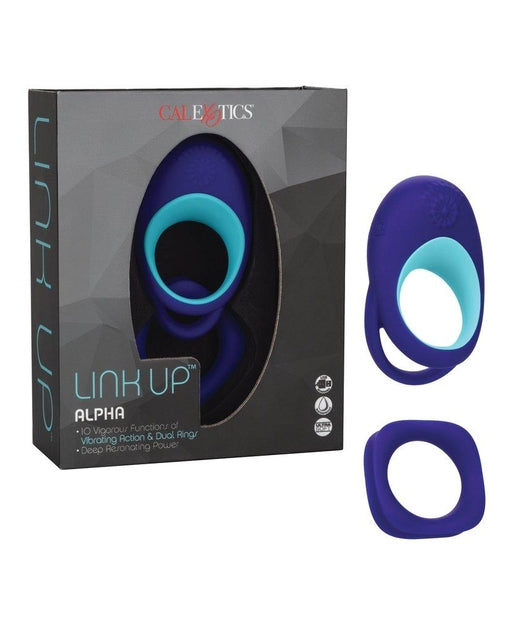 Link Up Alpha Vibrating Couples Enhancer Ring Two-Piece Set Blue and Turquoise Waterproof Silicone > Sex Toys > Couples Toys - Tophatter Daily Deals