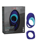 Link Up Alpha Vibrating Couples Enhancer Ring Two-Piece Set Blue and Turquoise Waterproof Silicone > Sex Toys > Couples Toys - Tophatter Daily Deals