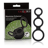 Maximizer Enhancer Triple Silicone Ring Set Black with 2 Inch Base, 1.5 Inch Scrotum, and 1.25 Inch Shaft Rings > Cock Ring > Sets - Tophatter Daily Deals