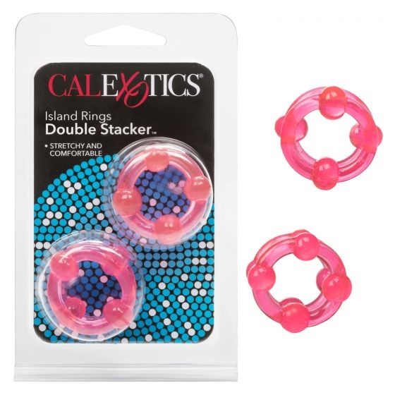 Island Rings Double Stacker Pink Glow in the Dark Stretchy TPE Cock Rings 0.75 Inch 2cm > Cock Ring > Sets - Tophatter Daily Deals