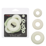Alpha Glow-In-The-Dark Liquid Silicone 3 Ring Set in White with Multiple Sizes > Cock Ring > Sets - Tophatter Daily Deals